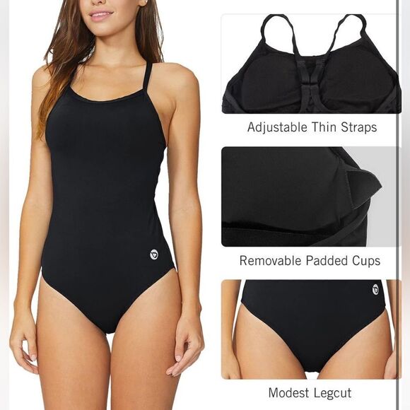 Baleaf Athletic Training One Piece Swimsuit, Black, Medium (36) m, NWT - Picture 3 of 6